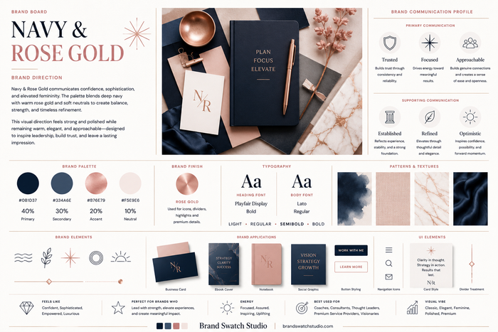 Navy & Rose Gold Brand Swatch
